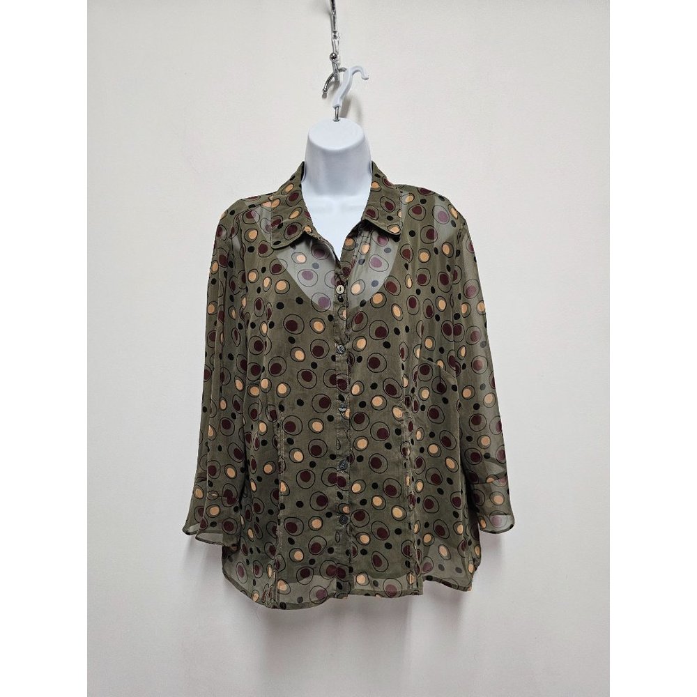Naomi Blouse Dot Sheer built-in Camisole Size XL